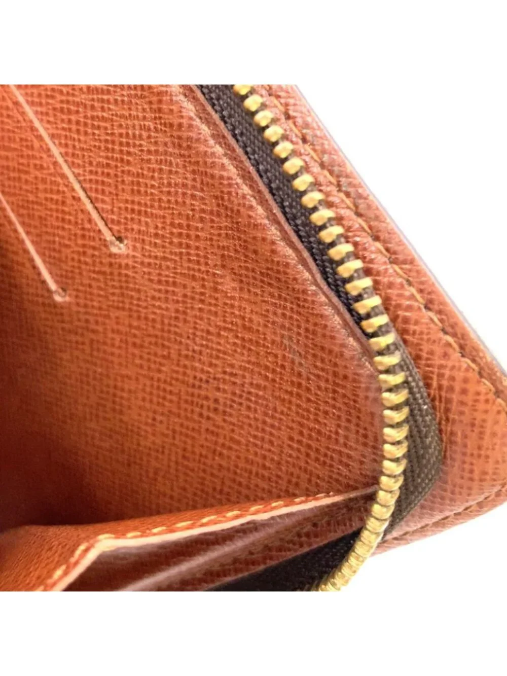 Louis Vuitton Porte-Monnaie Monogram Leather Brown Round Zippy Wallet Gold
